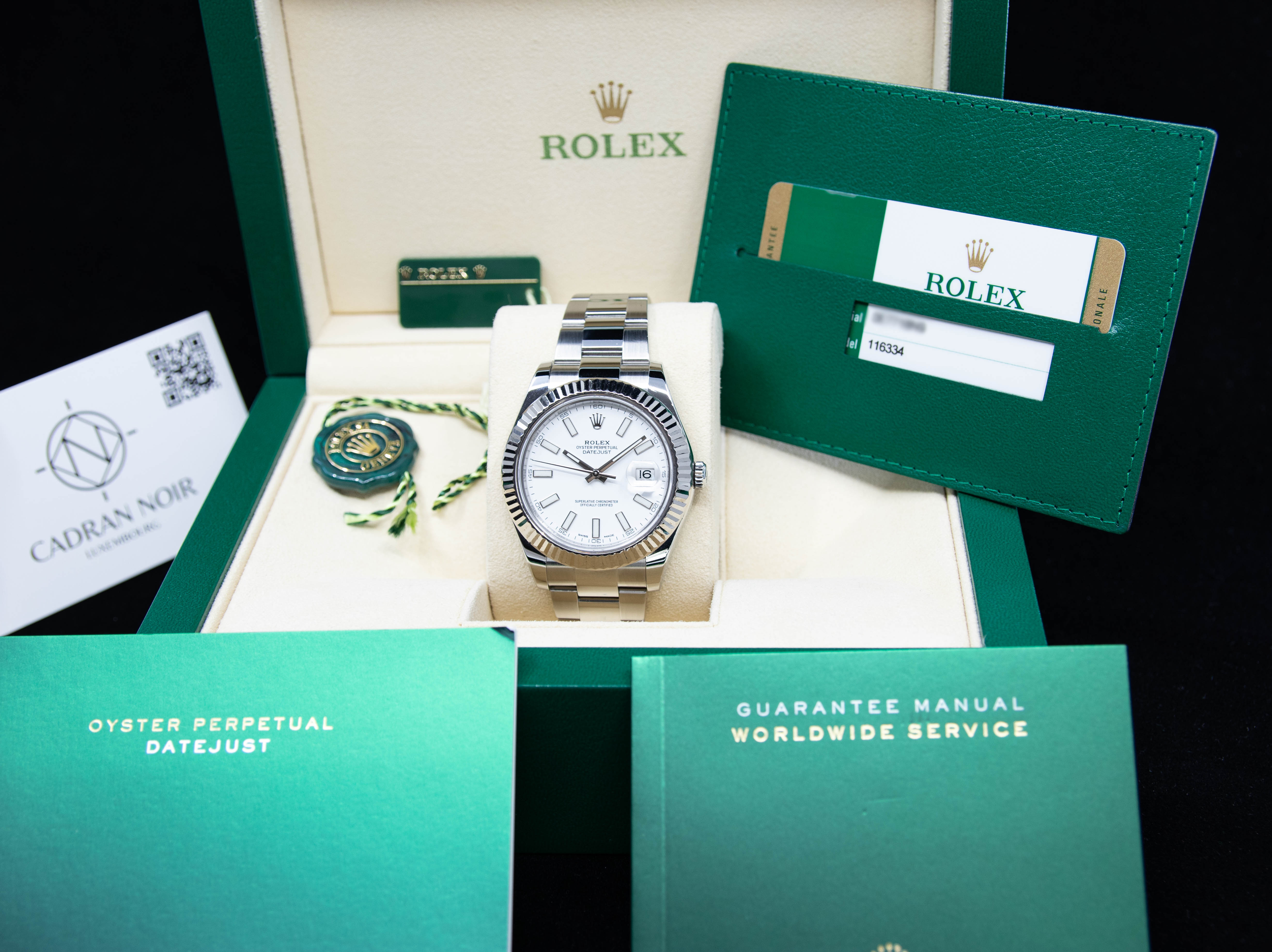 DATEJUST 41MM CADRAN BLANC OYSTER 12/2015 réf.116334