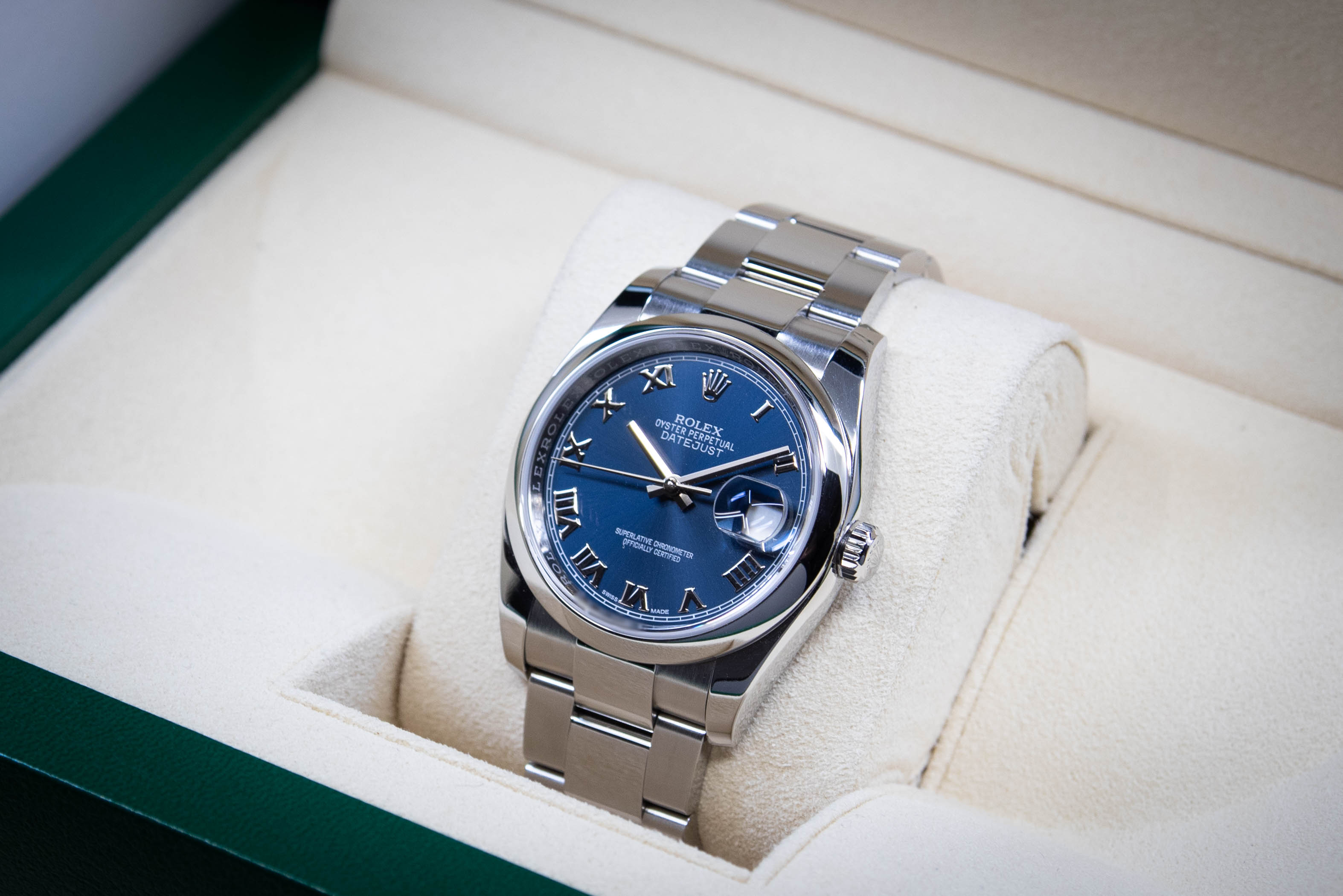Rolex Datejust 36 Blue Roman Dial 02/2020 ref. 116200