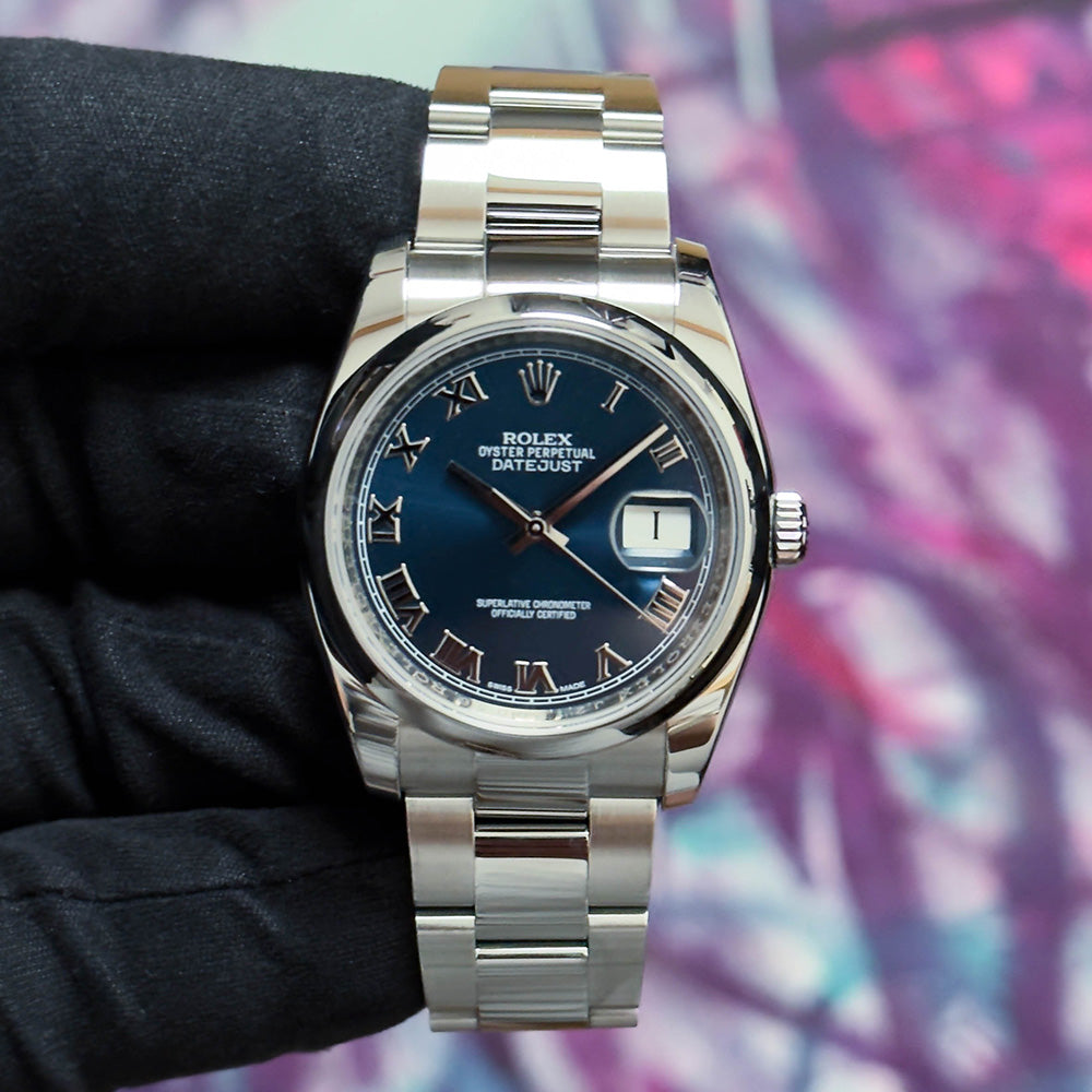 Rolex Datejust 36 Blue Roman Dial 02/2020 ref. 116200