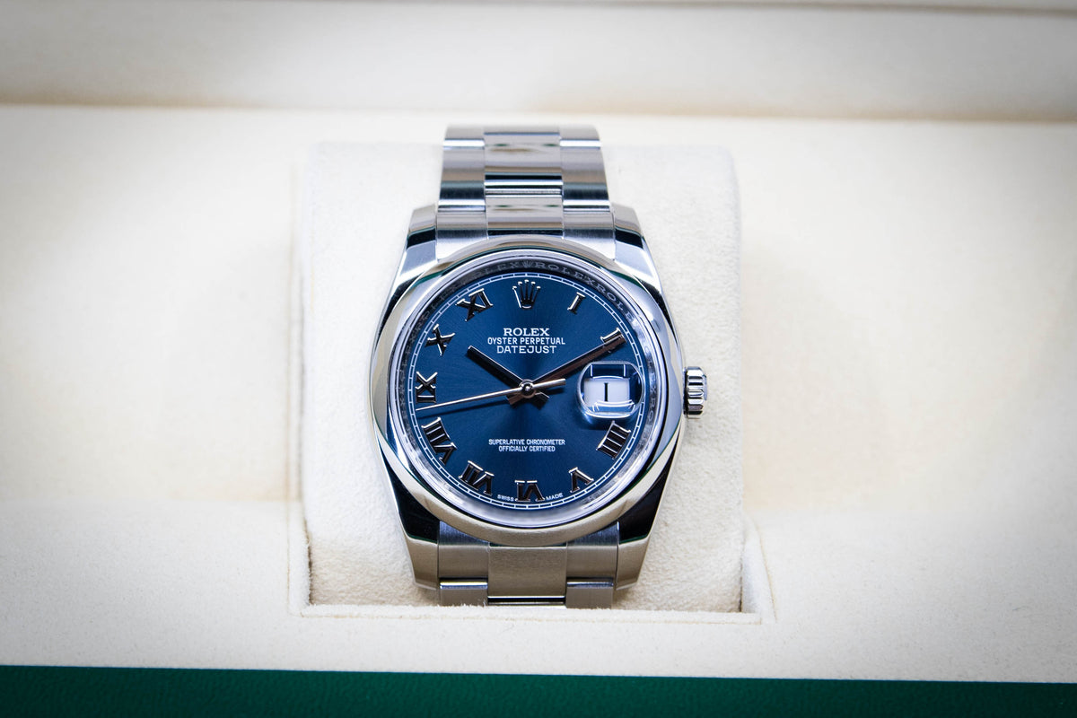 Rolex Datejust 36 Blue Roman Dial 02/2020 ref. 116200